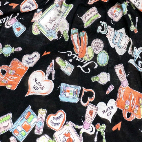 パジャマ TUNIC アクリル天竺・メイクアップキャラ 長袖ネックギャザートレーナーパジャマ フリーサイズ クロ