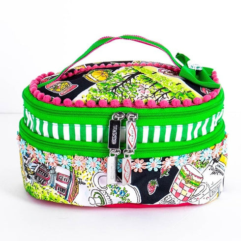 バッグ TUNIC タフタインクジェットプリント ガーデンパーティーの2段バニティBag クロ 17434-A