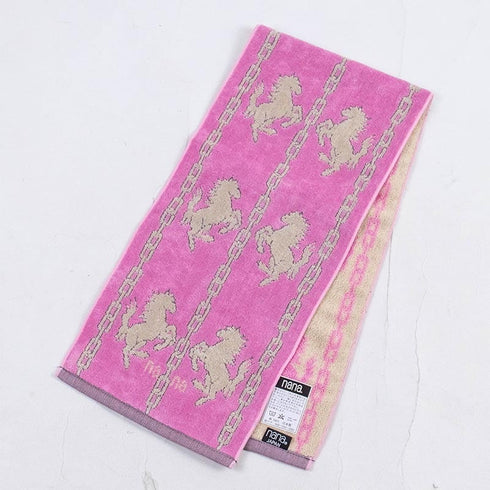 タオル 横浜ナナ 湘南ナナ NANA フェイスタオル ハーフ ホース柄 ピンクベージュ nn-fth32-N