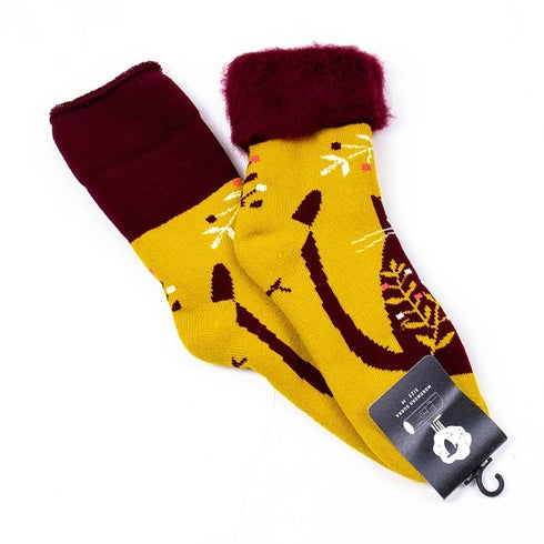 ソックス fromF モコモコソックス ネコ アッシュイエロー サイズM 36-38 (22.5ー25cm)TV080MAYL