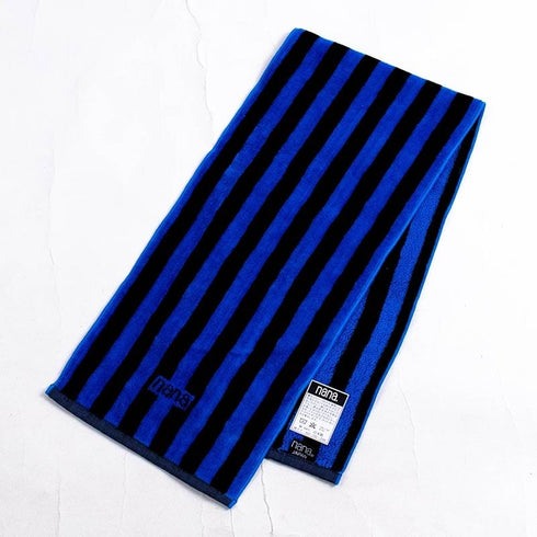 タオル 横浜ナナ NANA フェイスタオル ハーフ ストライプ柄 ブルー紺 nn-fth34-H