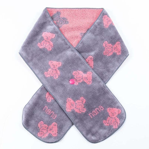 マフラー 横浜ナナ NANA ボタン付きナロータオルマフラー ナナベア グレーピンク nn-tmf9-B