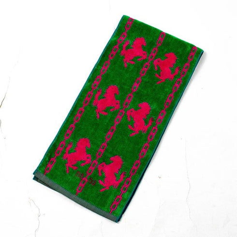 タオル 横浜ナナ 湘南ナナ NANA フェイスタオル ハーフ ホース柄 グリーンピンク nn-fth32-V