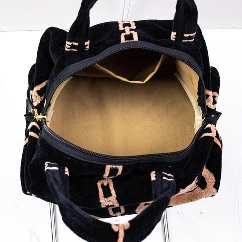 バッグ 横浜ナナ NANA ボストンバッグ中 ホース柄 クロベージュ nn-btm62