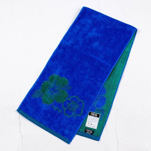 タオル 横浜ナナ NANA フェイスタオル ハーフ ハイビスカス柄 ブルーグリーン nn-fth35-K