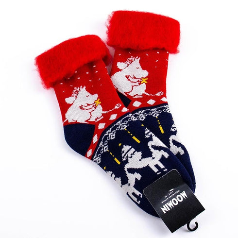 ソックス MOOMIN モコモコソックス ムーミン&フローレン ハラタ/ハグ レッド  サイズM 36-38 (22.5ー25cm)MM041MRD