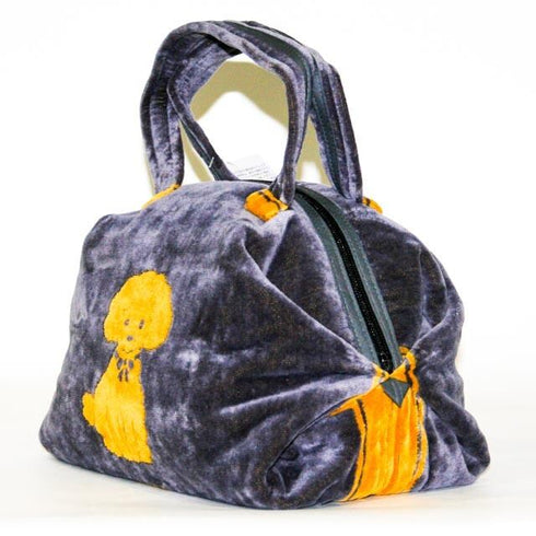 バッグ 横浜ナナ NANA ボストンバッグ中 プードル柄 グレーイエロー nn-btm2