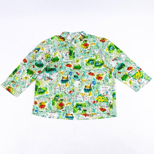 パジャマ TUNIC 80ソフトローン・ガーデン グリーン 長袖襟付パジャマ フリーサイズ 29188-A