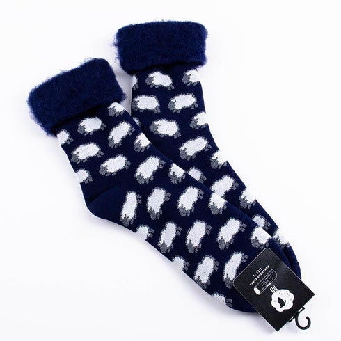 ソックス fromF モコモコソックス ランマス/ひつじ ブルーネイビー サイズL 40-42 (26ー28.5cm)TV020LNV