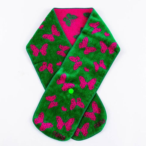 マフラー 横浜ナナ 湘南ナナ  NANA ボタン付きナロータオルマフラー パピヨン グリーンピンク nn-tmf7-F