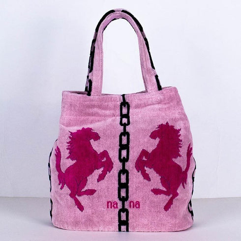 バッグ 横浜ナナ NANA タウンバッグ ホース柄 ピンク濃ピンククロ nn-twn10-B