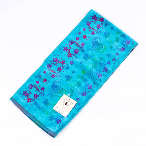 タオル 横浜ナナ 湘南ナナ NANA フェイスタオル ハーフ ハートフラワー ターコイズブルー多色 nn-fth18-C