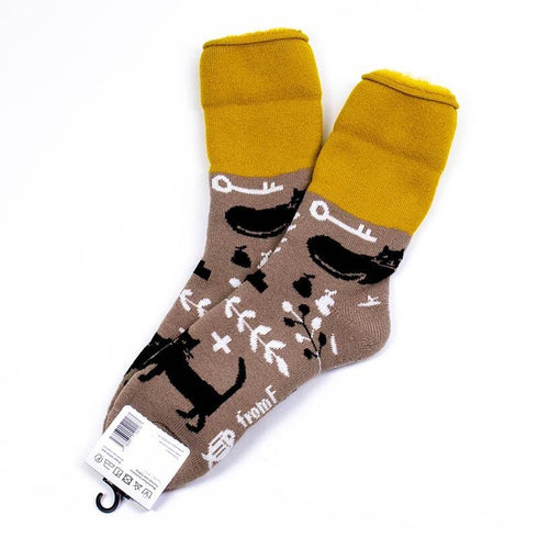 ソックス fromF モコモコソックス コティキッサ/家ねこ ウォームグレー サイズM 36-38 (22.5ー25cm)TV066M-WGY