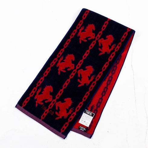 タオル 横浜ナナ 湘南ナナ NANA フェイスタオル ハーフ ホース柄 紺アカ nn-fth32-P