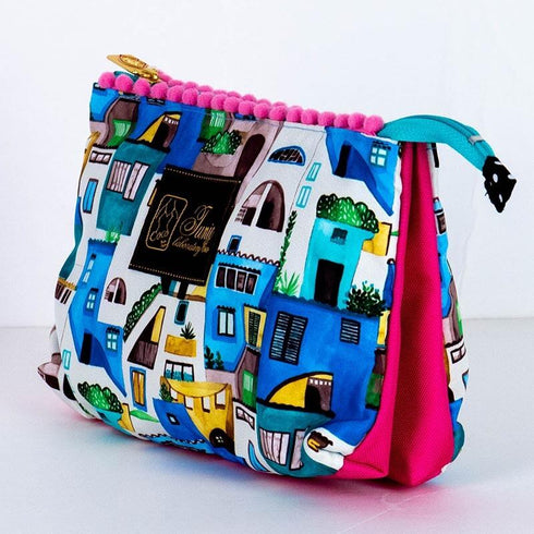 ポーチ TUNIC タフタインクジェットプリント マカロンタウンのツインズポーチ ブルー 18166-B