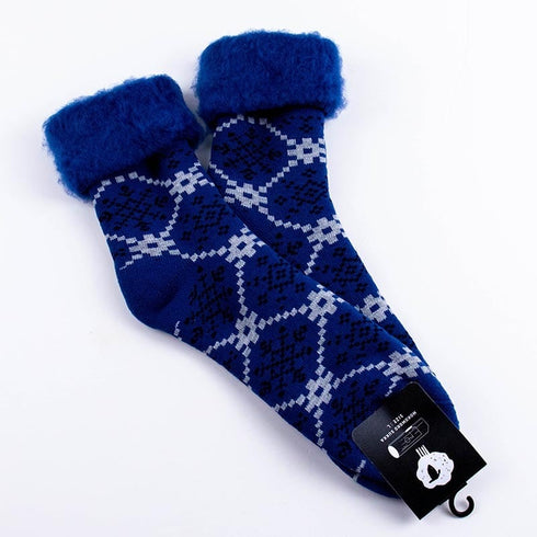 ソックス fromF モコモコソックス ルミクッカ/雪の結晶 ブルー サイズL 40-42 (26ー28.5cm)TV106LBL
