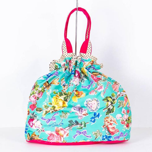 バッグ TUNIC タフタインクジェットプリント ゴールドリボンの巾着Bag ブルー 17429-A