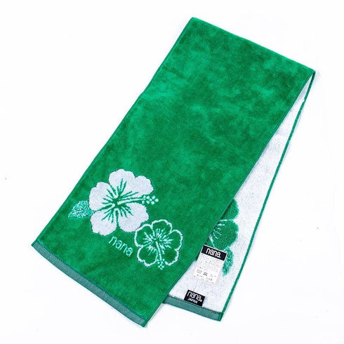 タオル 横浜ナナ 湘南ナナ NANA フェイスタオル ハーフ ハイビスカス グリーンシロ nn-fth35-A