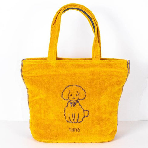 バッグ 横浜ナナ 湘南ナナ  NANA トートポケットバッグ プードル柄  イエローグレーライン nn-ttp8-A