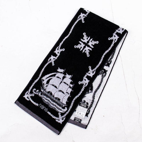 タオル 横浜ナナ 湘南ナナ NANA フェイスタオル ハーフ バイキング柄 クロシロ nn-fth29-L