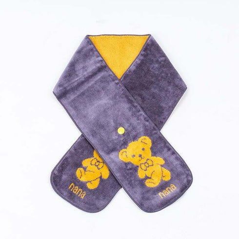 マフラー 横浜ナナ 湘南ナナ NANA ボタン付きナロータオルマフラー ベア グレーイエロー nn-tmf1-C