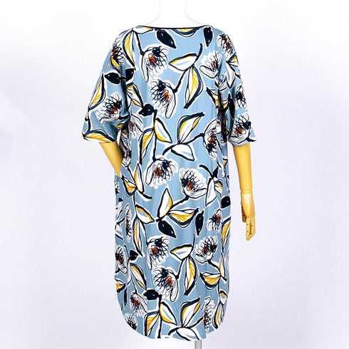 【セール】ワンピース TUNIC OTHER・6分袖チュニックワンピース ブルー フリーサイズ SSS-43919-A