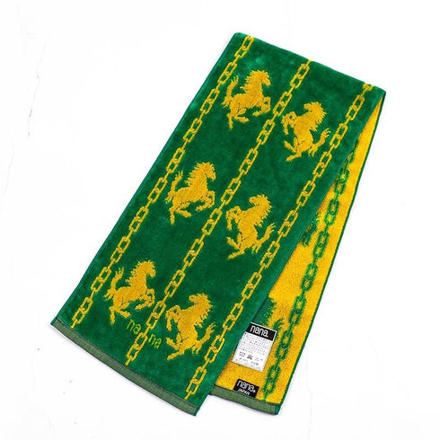 タオル 横浜ナナ 湘南ナナ NANA フェイスタオル ハーフ ホース柄 グリーンイエロー nn-fth32-Q