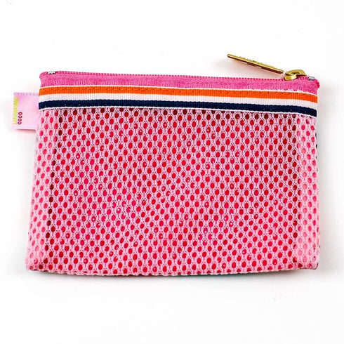 ポーチ TUNIC タフタ転写プリント TUNICヒールメッシュポーチ M ブルー 17423-D