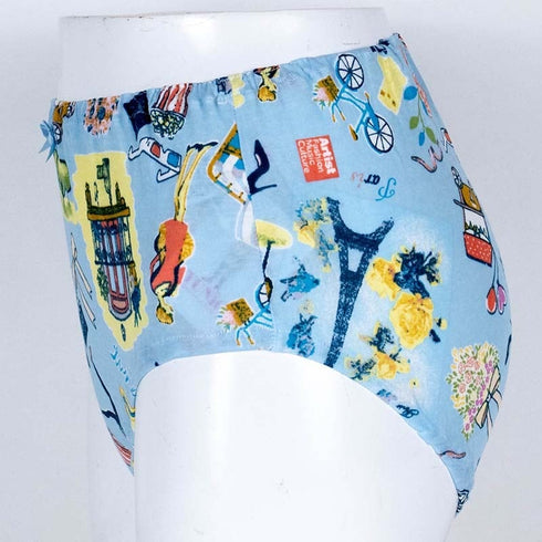 ショーツ TUNIC 50強撚フライス*ワールドカフェ オヤスミパンツ ブルー サイズM 1097M-C