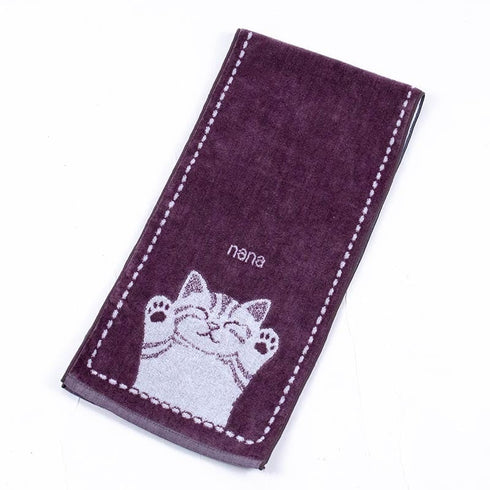 タオル 横浜ナナ 湘南ナナ NANA フェイスタオル ハーフ バンザイネコ グレーシロ nn-fth17-E