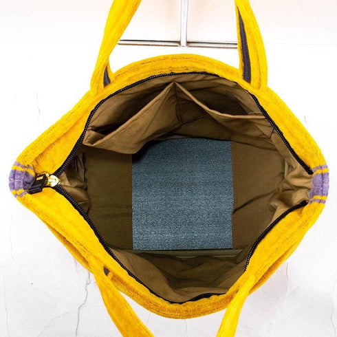 バッグ 横浜ナナ 湘南ナナ  NANA トートポケットバッグ プードル柄  イエローグレーライン nn-ttp8-A