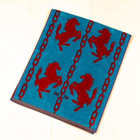 タオル 横浜ナナ 湘南ナナ NANA フェイスタオル ホース柄 ブルーアカ nn-ft25-G