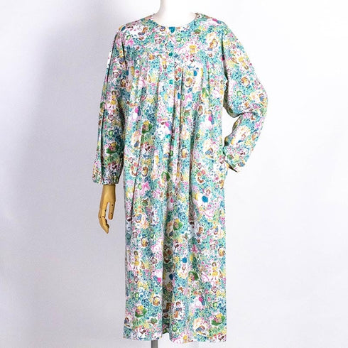 ネグリジェ TUNIC 60接結・小花メルヘン ヨーク半開ネグリジェ グリーン フリーサイズ 26401-C