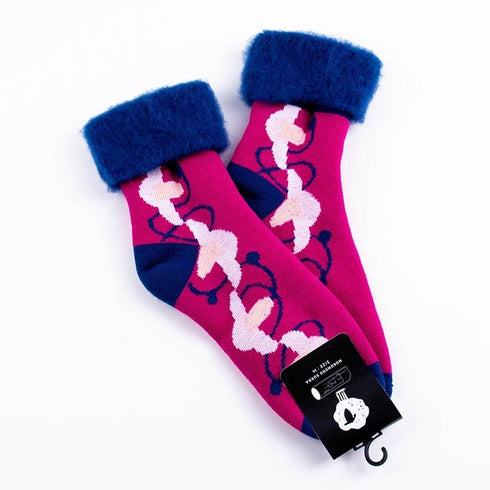 ソックス fromF モコモコソックス シエニ/マッシュルーム ショッキングピンク サイズM 36-38 (22.5ー25cm)TV102MSPK