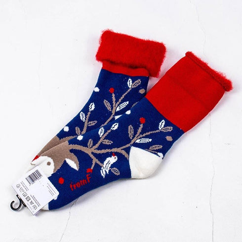ソックス fromF モコモコソックス トナカイ ブルー サイズM 36-38 (22.5ー25cm)TV081MBL