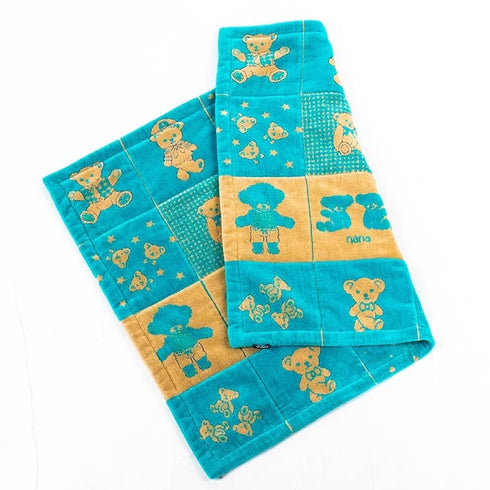 マット 横浜ナナ NANA デカマット パッチワーク風 ベア ターコイズブルーベージュベージュ nn-dmt2-A