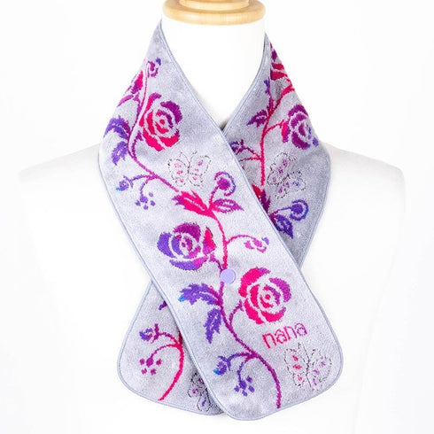 マフラー 横浜ナナ NANA ボタン付きナロータオルマフラー ローズパピヨン グレー多色 nn-tmf8-B