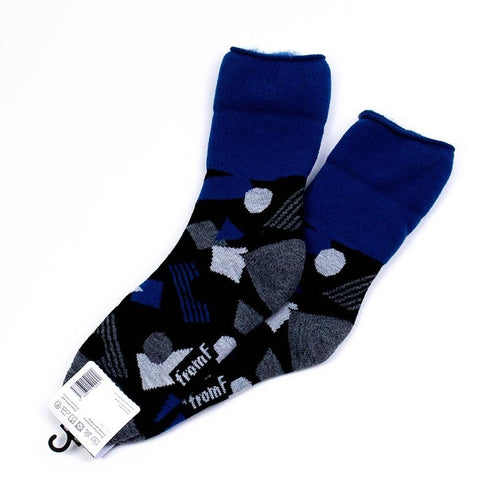 ソックス fromF モコモコソックス ロホコ/積み木 ブラック サイズM 36-38 (22.5ー25cm)TV065M-BK