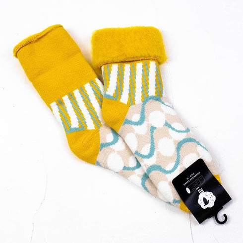 ソックス fromF モコモコソックス コーヒー マスタード サイズM 36-38 (22.5ー25cm)TV086MMD
