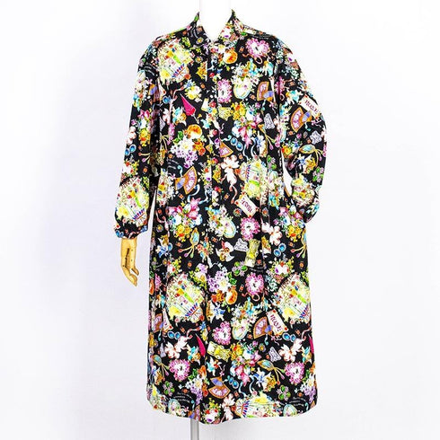 ネグリジェ TUNIC 40接結・リースエンジェル 襟付半開ネグリジェ クロ フリーサイズ 29333-B