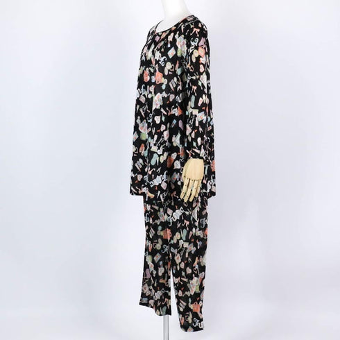 パジャマ TUNIC アクリル天竺・メイクアップキャラ 長袖ネックギャザートレーナーパジャマ フリーサイズ クロ