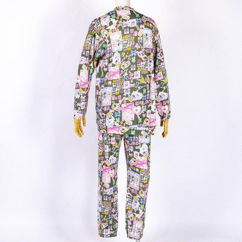 パジャマ TUNIC 60接結・リボンキャラ 長袖半開トレーナーパジャマ フリーサイズ グリーン 26382-C
