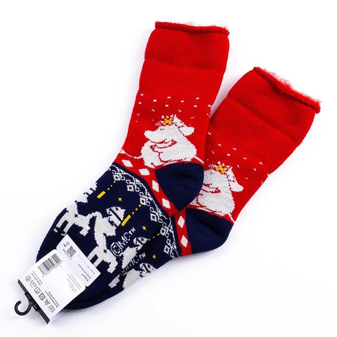 ソックス MOOMIN モコモコソックス ムーミン&フローレン ハラタ/ハグ レッド  サイズM 36-38 (22.5ー25cm)MM041MRD