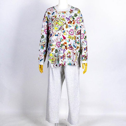 【セール】パジャマ TUNIC 40接結 フリーサイズ スリットトレーナーパジャマ グレー杢 AWS-23466-C ¥23,100→¥16,170