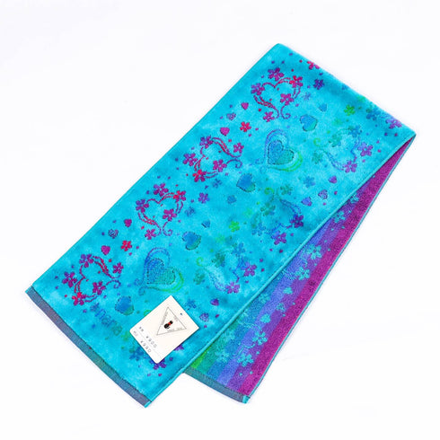 タオル 横浜ナナ 湘南ナナ NANA フェイスタオル ハーフ ハートフラワー ターコイズブルー多色 nn-fth18-C