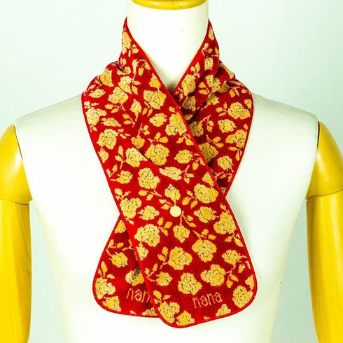 マフラー 横浜ナナ 湘南ナナ NANA ボタン付きナロータオルマフラー ローズ2柄 アカベージュ nn-tmf5-F