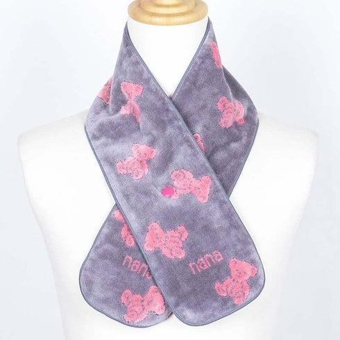 マフラー 横浜ナナ NANA ボタン付きナロータオルマフラー ナナベア グレーピンク nn-tmf9-B
