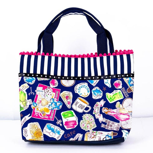 バッグ TUNIC タフタ転写プリント フレンチトラベルのミニBag ネイビー 17367-B