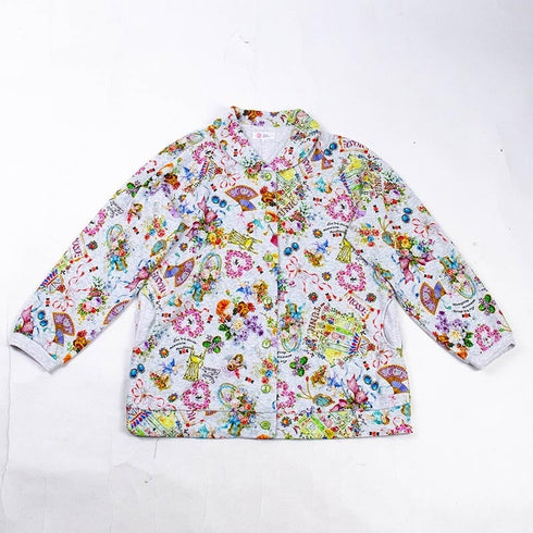 パジャマ TUNIC 40接結・リースエンジェル 襟付全開トレーナーパジャマ グレー杢 フリーサイズ 29334-C