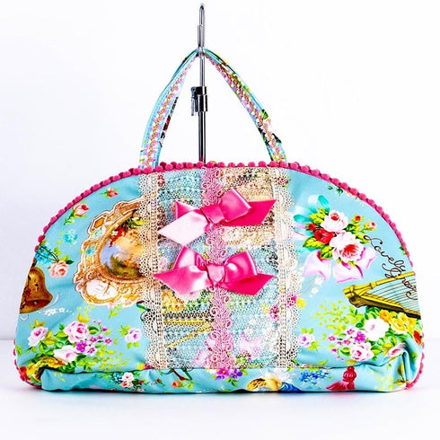 バッグ TUNIC エステルムースプリント ハッピーグリーティングのランジュBag ブルー 10145-A